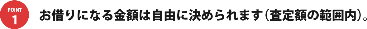 お借りになる金額は自由に決められます（査定額の範囲内）